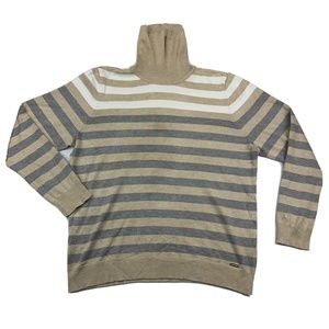Calvin Klein Multicolor Striped Fits Large Turtleneck Sweater Women Rayon